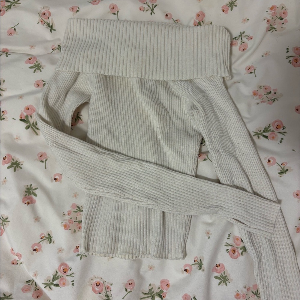 Princess Polly Off-Shoulder White Sweater